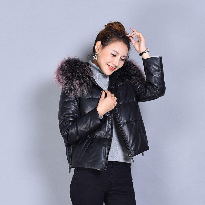 Women's Korean Style Sheepskin Leather Fox Fur Collar Jacket for Winter  -  GeraldBlack.com