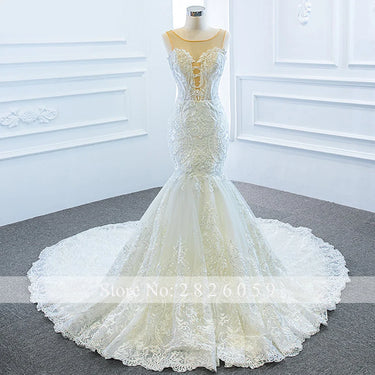 Women's Lace Mermaid Sleeveless Floor Length Wedding Dress with Cape  -  GeraldBlack.com