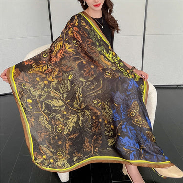 Women's Large 110cm Casual Printed Pattern Silk Satin Scarf Shawls  -  GeraldBlack.com