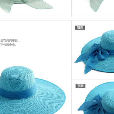 Women's Large Brim Summer UV Protect Paper Straw Floppy Beach Sun Hats - SolaceConnect.com