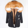 Women's Large Fox Fur Leather Hooded Long Detachable Lining Coats & Jackets  -  GeraldBlack.com