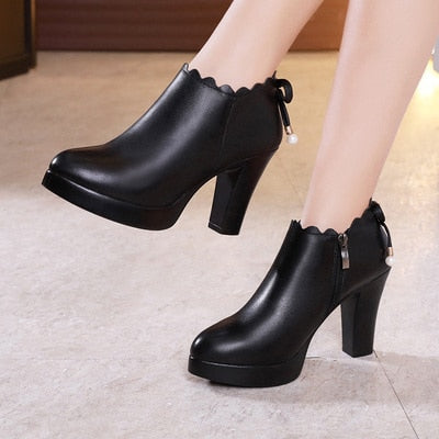 Women's Microfiber Casual Square Pointed Toe Platform High Heel Pumps 1 Women's Microfiber Casual Square Pointed Toe Platform High Heel Pumps