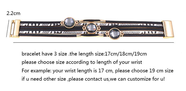 Women's Leather Charm Round Glass Fashion Bohemian Bracelets  -  GeraldBlack.com