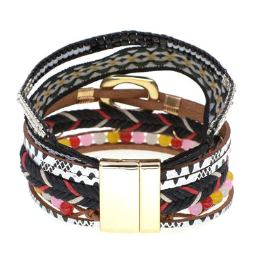 Women's Leather Fashion Beaded Stone Charm Bohemia Bracelets  -  GeraldBlack.com
