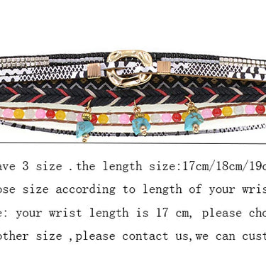 Women's Leather Fashion Beaded Stone Charm Bohemia Bracelets  -  GeraldBlack.com