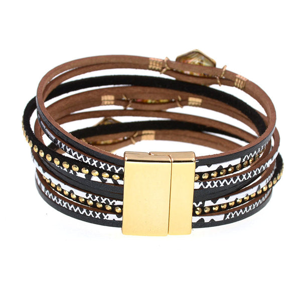 Women's Leather Fashion Charm Magnet Geometry Bohemian Bracelets  -  GeraldBlack.com