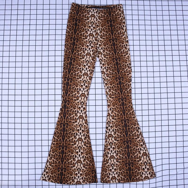 Women's Leopard Print Sexy Winter Autumn Streetwear High Waist Flare Pants - SolaceConnect.com