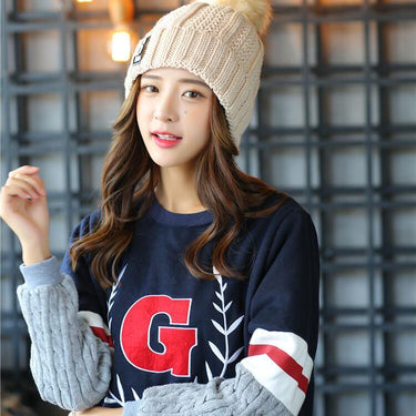 Women's Letter Knitted High Quality Rabbit Fur Hat for Winter Ski - SolaceConnect.com