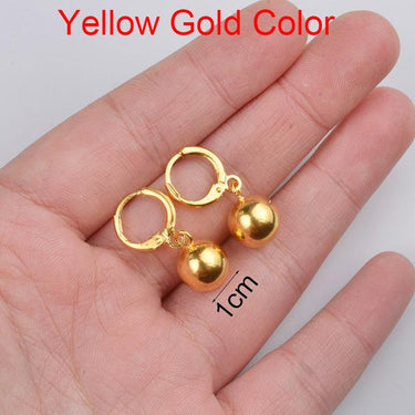 Women's Light Gold and Yellow Gold Color African Round Ball Beaded Earrings - SolaceConnect.com