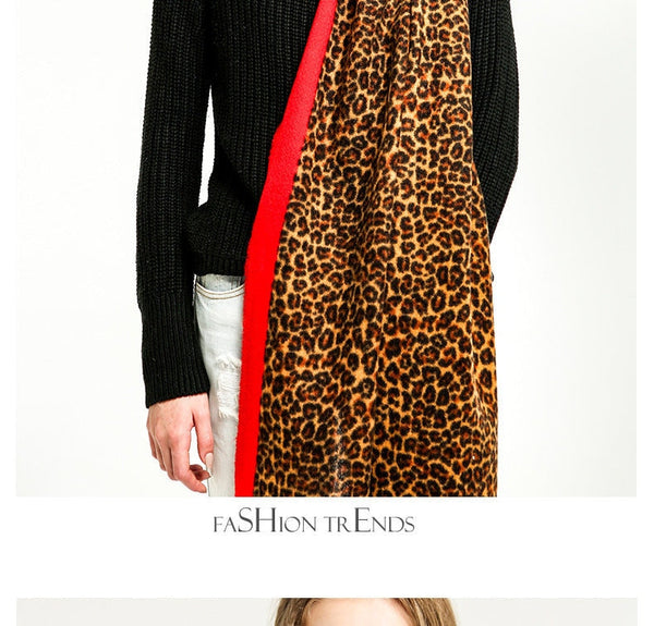 Women's Long Designer Cashmere Leopard Pattern Printed Wraps Shawls  -  GeraldBlack.com