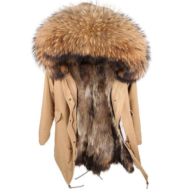Women's Long Winter Parka Jacket with Natural Raccoon Fur Hood on Clearance  -  GeraldBlack.com
