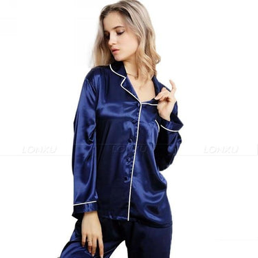 Women's Loungewear Silk Satin Pyjamas Sleepwear Set with Full Sleeves - SolaceConnect.com