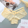 Women's Low-Rise Nylon Solid Color Panties with Cross Strap Lace - SolaceConnect.com