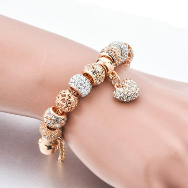 Women's Luxurious 14k Gold Plated Bracelet with Crystal Charms and Bangles  -  GeraldBlack.com