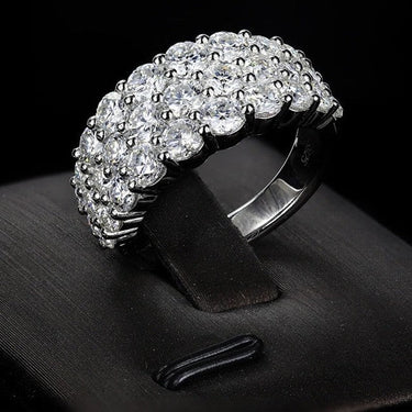 Women's Luxurious Sector Shape Three Rows White Moissanite Ring  -  GeraldBlack.com