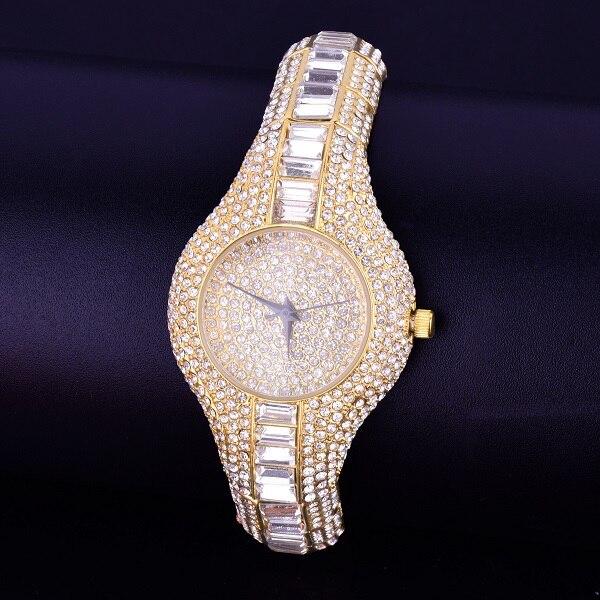 Women's Luxury Colourful Rhinestone Gold Dial Quartz Waterproof Watches - SolaceConnect.com