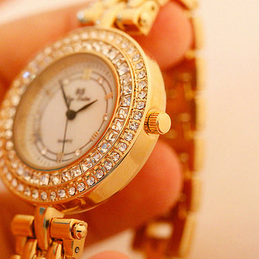 Women's Luxury Designer Golden Rose Silver Quartz Wristwatch  -  GeraldBlack.com