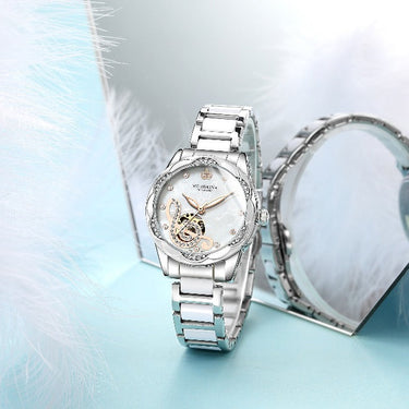 Women's Luxury Diamond Ceramic Stainless Steel Strap Automatic Watch  -  GeraldBlack.com