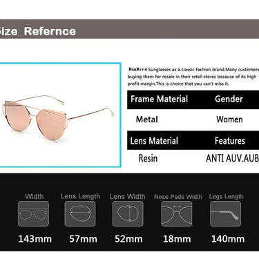 Women's Luxury Flat Top Cat Eye Twin Beam Gradient Lens Sunglasses  -  GeraldBlack.com