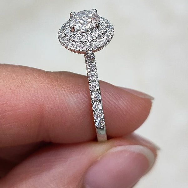 Women's Luxury Moissanite Engagement Ring 9mm D Round Diamond Rings  -  GeraldBlack.com