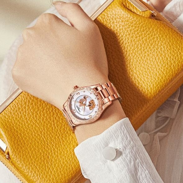 Women's Luxury Rhinestone Automatic Mechanical Date Wrist Watch  -  GeraldBlack.com