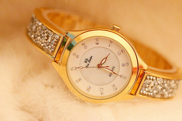 Women's Luxury Rhinestone Stainless Steel Quartz Bracelet Watch  -  GeraldBlack.com