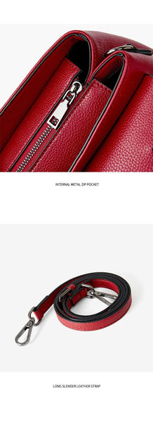 Women's Luxury Soft Cowhide Genuine Leather Black Messenger Handbag - SolaceConnect.com