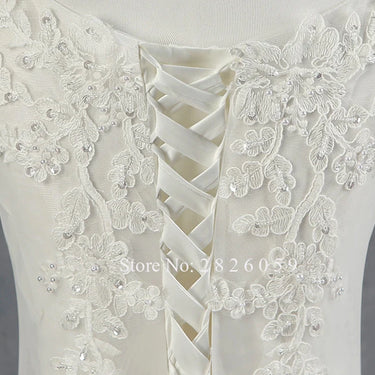 Women's Mermaid Lace Appliques Scoop-Neck Sleeveless Wedding Dress  -  GeraldBlack.com