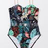 Women's Metal Strap Push Up Bra Printed Monokini Swimming Suit  -  GeraldBlack.com