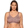 Women's Mochaccino Embroidered Lace Full Coverage Wirefree Mastectomy Pocket Bra - SolaceConnect.com