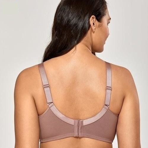 Women's Mochaccino Embroidered Lace Full Coverage Wirefree Mastectomy Pocket Bra  -  GeraldBlack.com