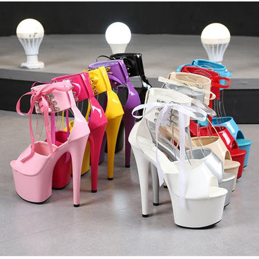 Women's Modern Fashion Mixed Colors Ankle Strap Thin Hi-Heel Pumps  -  GeraldBlack.com