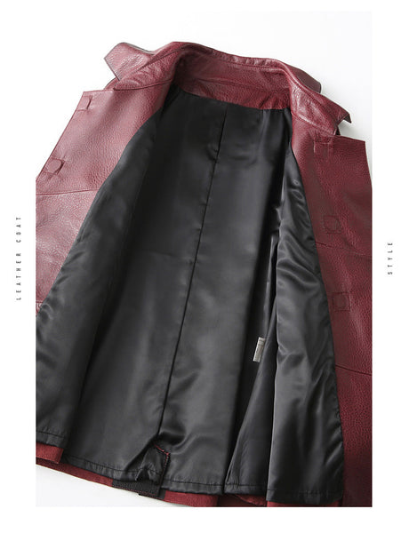 Women's Motorcycle Sheepskin Genuine Leather Mid-length Jacket  -  GeraldBlack.com