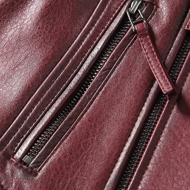 Women's Motorcycle Sheepskin Genuine Leather Turn-down Collar Short Jacket  -  GeraldBlack.com