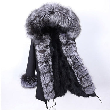 Women's Natural Raccoon Fur Collar Thick Warm Long Winter Jacket  -  GeraldBlack.com
