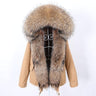 Women's Natural Racoon Fur Collared Full Sleeves Winter Hooded Jacket  -  GeraldBlack.com