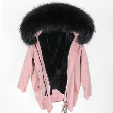 Women's Natural Racoon Fur Hood Batwing Sleeves Thick Warm Winter Jacket  -  GeraldBlack.com