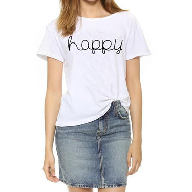 Women's O-Neck Short Sleeve Letter Printed Fashion T-Shirt Tops - SolaceConnect.com