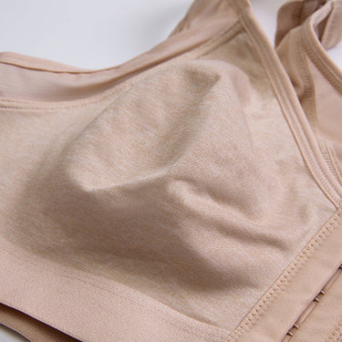 Women's Oatmeal Color Full Coverage Front Closure Non-Padded X-shape Back Bra  -  GeraldBlack.com