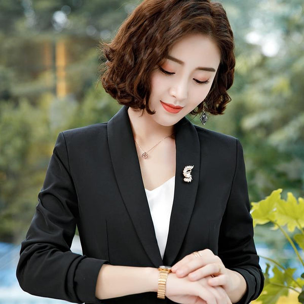 Women's Office 2-Piece Business Formal Pant Suit with Shawl Collar - SolaceConnect.com