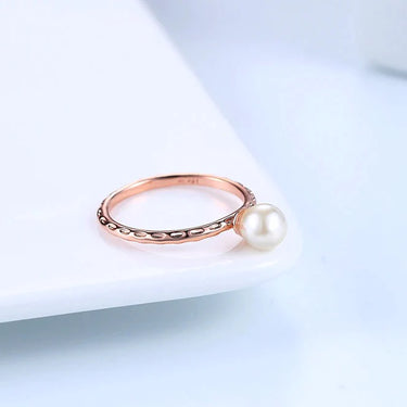Women's OL Style Imitation Pearl Rose Gold Color Rings for Wedding Party  -  GeraldBlack.com