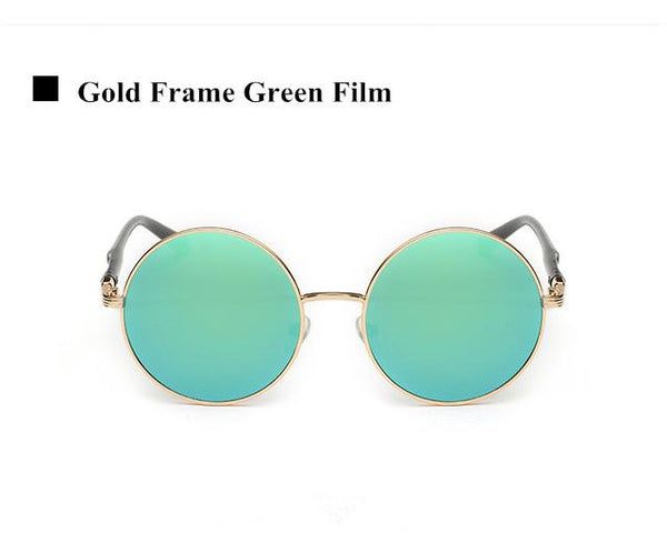 Women's Oversized Designer Vintage Round Retro Sunglasses with Mirror Lens - SolaceConnect.com