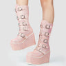 Women's Pink heart Buckle Zipper Mid Calf Platform Boots Thick Bottom Cool Goth Fashion Shoes  -  GeraldBlack.com