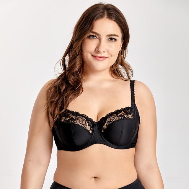 Women's Plus Size Beige Color Lace Non Padded Full Cup Strap Bra - SolaceConnect.com