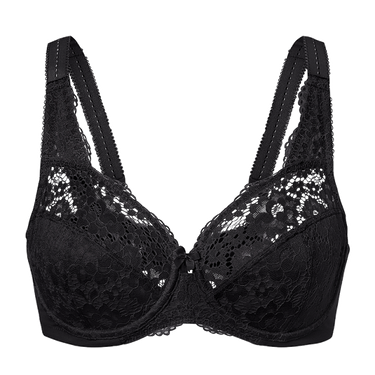 Women's Plus Size Black Color Lace Non Padded Full Coverage Underwire Bra - SolaceConnect.com