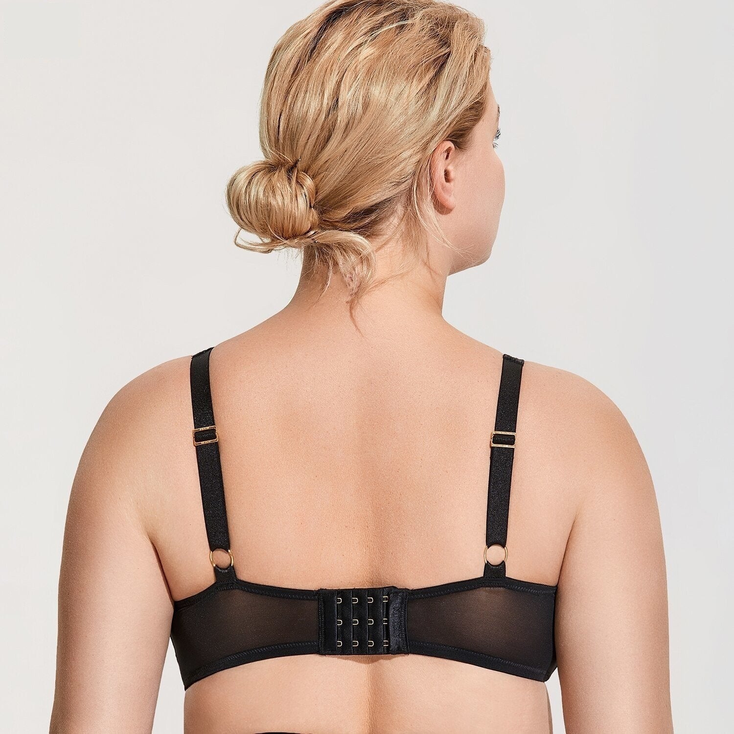 Women's Plus Size Black Foral Mesh Lace Deep V Plunge Unlined Underwire Bra  -  GeraldBlack.com