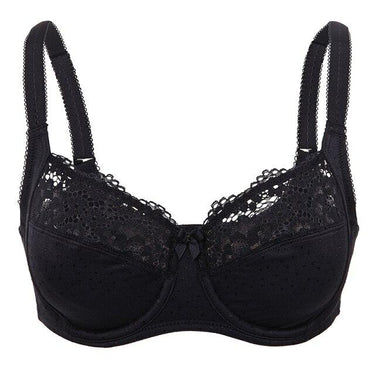 Women's Plus Size Black Sheer Lace Full Coverage Non-Padded Underwire Bra - SolaceConnect.com