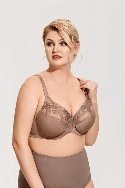 Women's Plus Size Blackberry Sheer Lace Full Coverage Unlined Underwire Bra - SolaceConnect.com