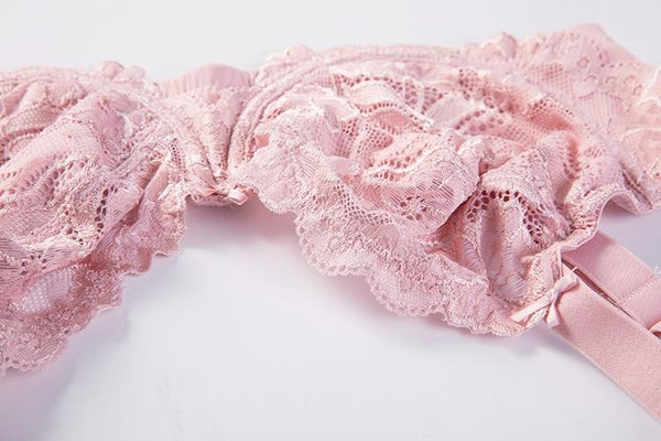 Women's Plus Size Cerise Floral Lace Full Coverage Non-Foam Underwired Bra - SolaceConnect.com