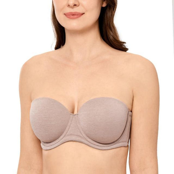 Women's Plus Size Chocolate Full Coverage Strapless Push Up Underwire Bra - SolaceConnect.com